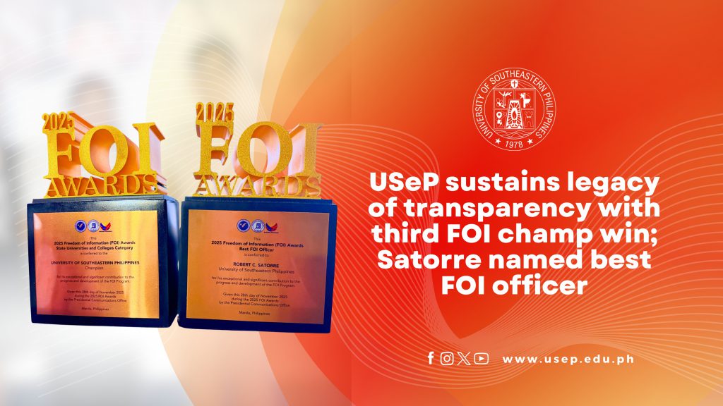 USeP sustains legacy of transparency with third FOI champ win; Satorre named best FOI officer