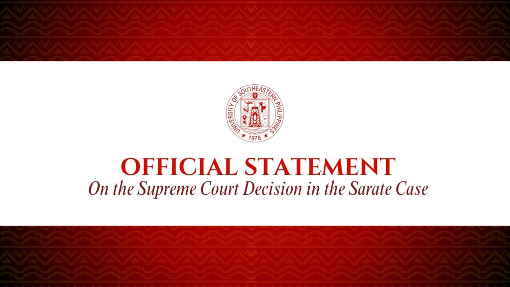 OFFICIAL STATEMENT ON THE SUPREME COURT DECISION IN THE SARATE CASE